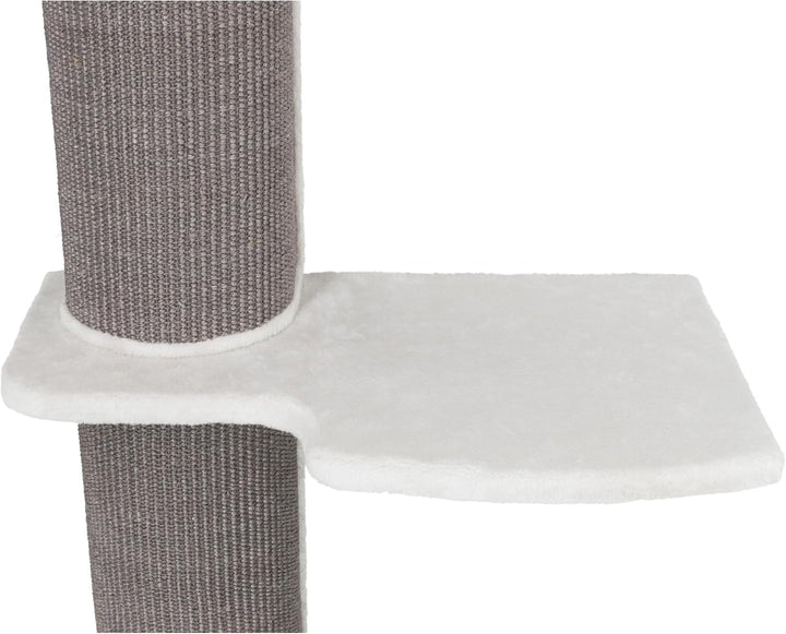 TRIXIE Kratzbaum Acadia 160 cm in weiss/grau – mehrstöckiger Katzenbaum mit gemütlichen Liegeflächen