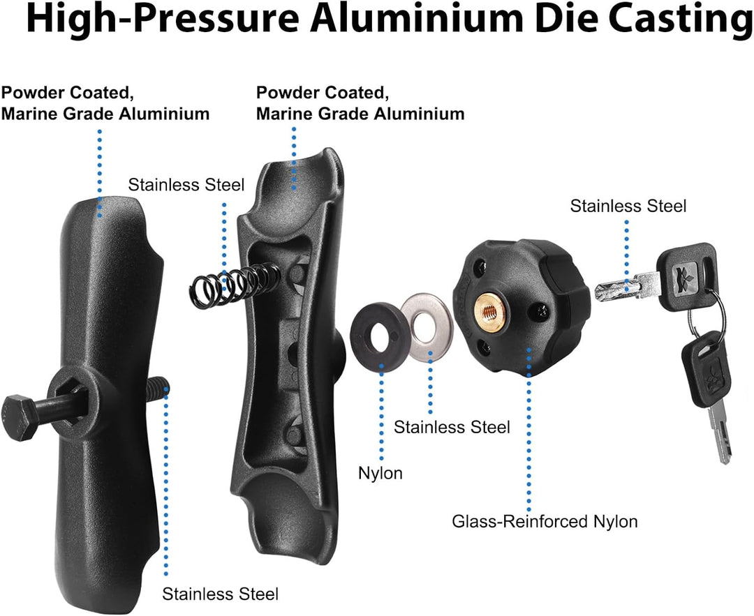 Aluminium Pleuelstange für C Grösse / 38mm Ball Zubehör, Double Socket Arm für 1,5 Zoll Ball (Anti-D