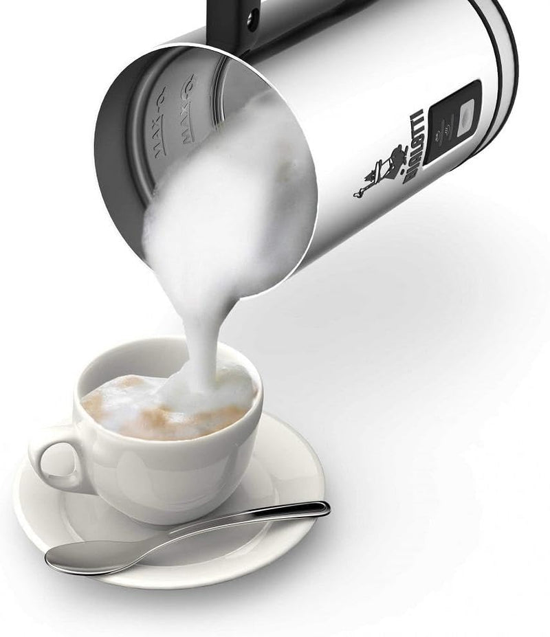 Bialetti 0004430 Montalatte Elettrico, Fassungsvermögen 240 ml, 500 W, 1 Tasse Rostfreier Stahl, Sil