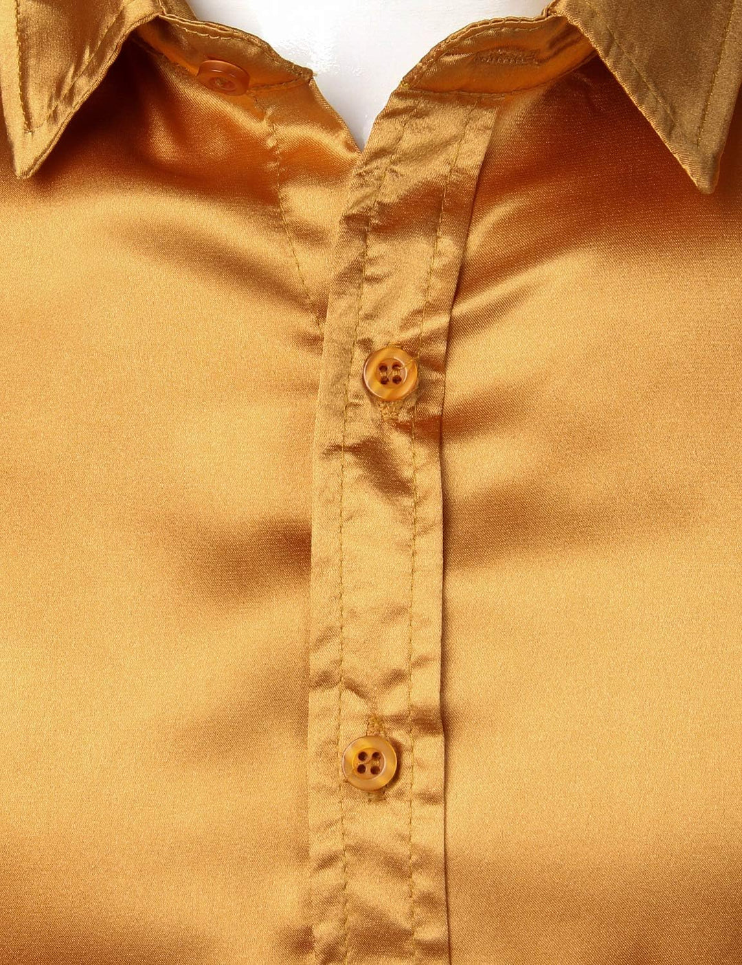 PARKLEES Herren Glänzend Slim Fit Satin Langarmhemd Frezeit Business Hemd für Party Nachtclub M Gold