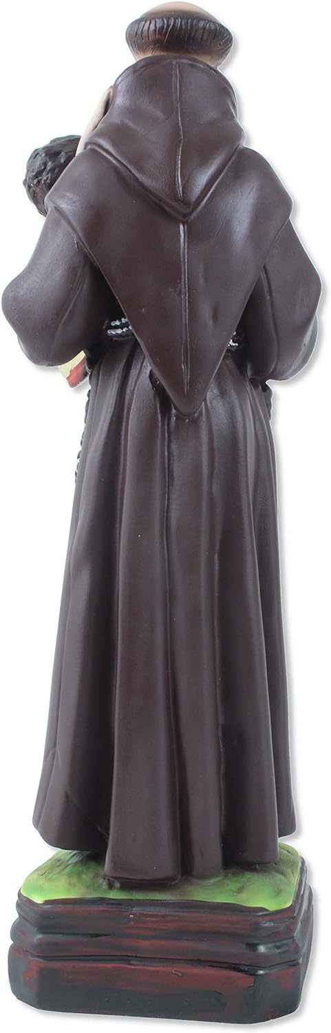 Religiose Statue St. Antonius von Padova aus Kunstharz, Höhe 30 cm, handbemalt.