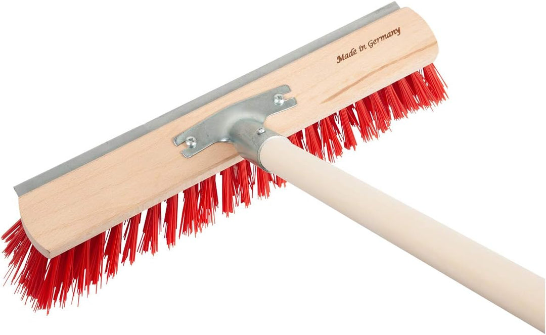 SHW-FIRE Effizientes Gärtnern mit 16 Zinken Rechen und 40cm Breiten Strassenbesen - Holzstiel inklus
