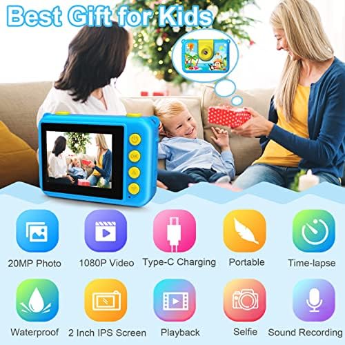 GKTZ Kinderkamera wasserdichte,Unterwasserkamera-1080P Selfie Digitalkamera Fotoapparat für Kinder,
