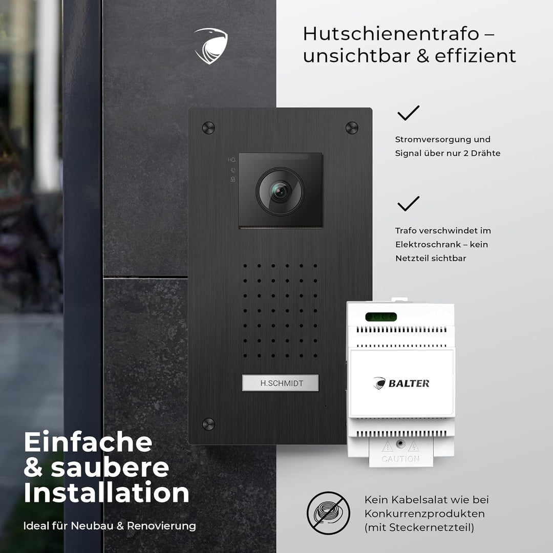 Entri Video Türsprechanlage, Unterputz Türklingel mit Kamera, Smartphone App, 1 Familienhaus, Video