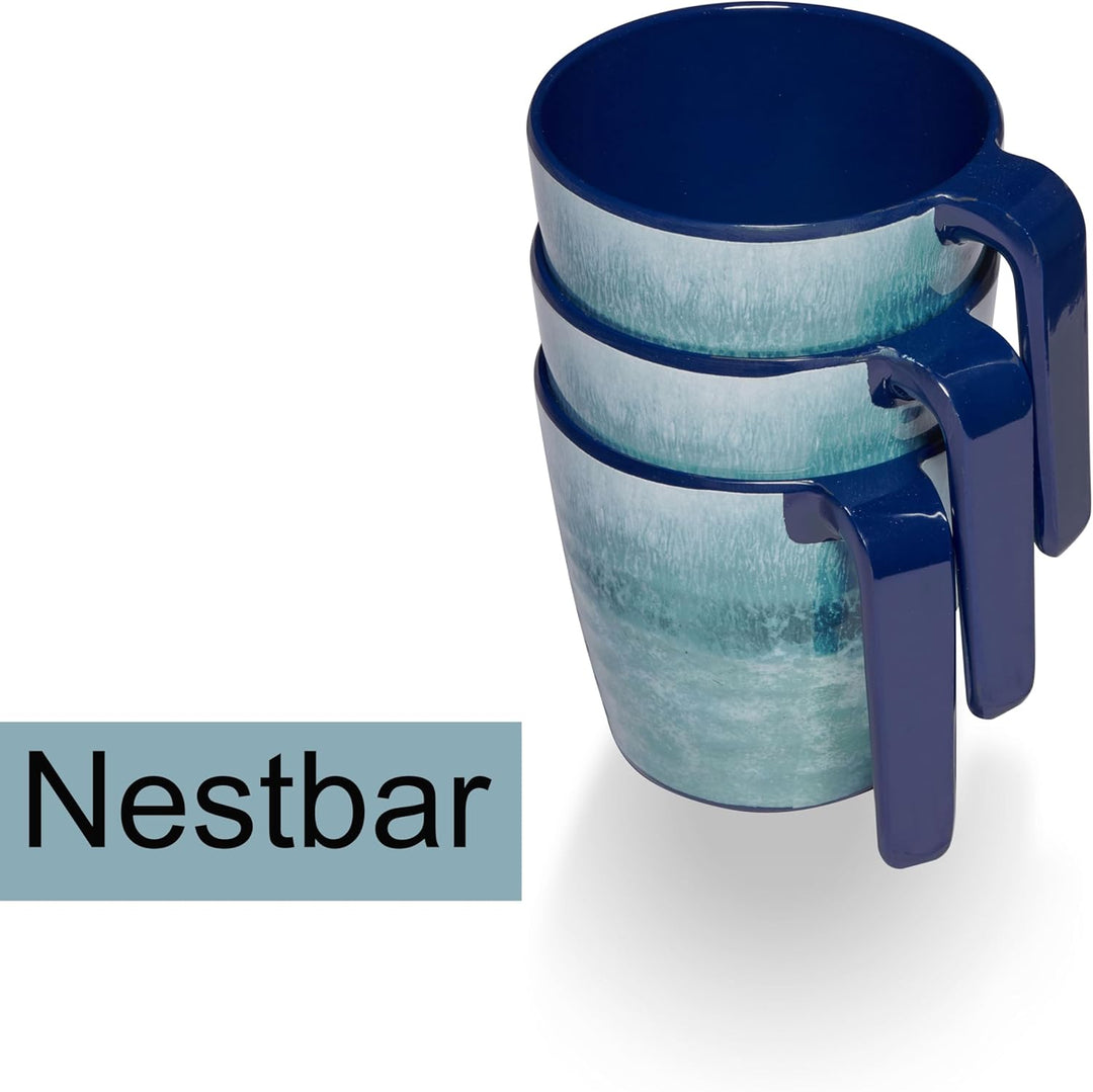 Melamin Geschirr Set Adria Blue für 4 Personen Blau - Steingutoptik Spülmaschinengeeignet Essgeschir