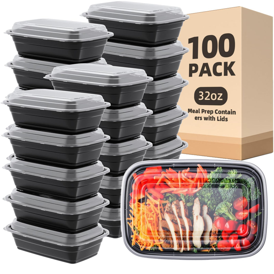 WUHUIXOZ 100 Stück 32oz Meal Prep Container mit, Prämie Wiederverwendbar Behälter für die Zubereitun