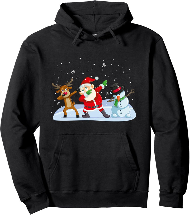 Dabbing Weihnachtsmann Rentier Schneemann Xmas Weihnachts Pullover Hoodie