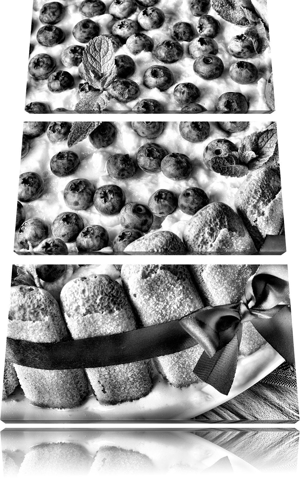 Pixxprint Obsttorte Blaubeeren als Leinwandbild/Grösse: 3 Teilig (120x80) cm/Wandbild/Kunstdruck/fer