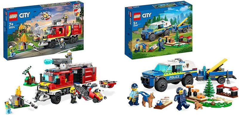 LEGO 60374 City Einsatzleitwagen der Feuerwehr, modernes Feuerwehrauto-Spielzeug mit Löschdrohnen &