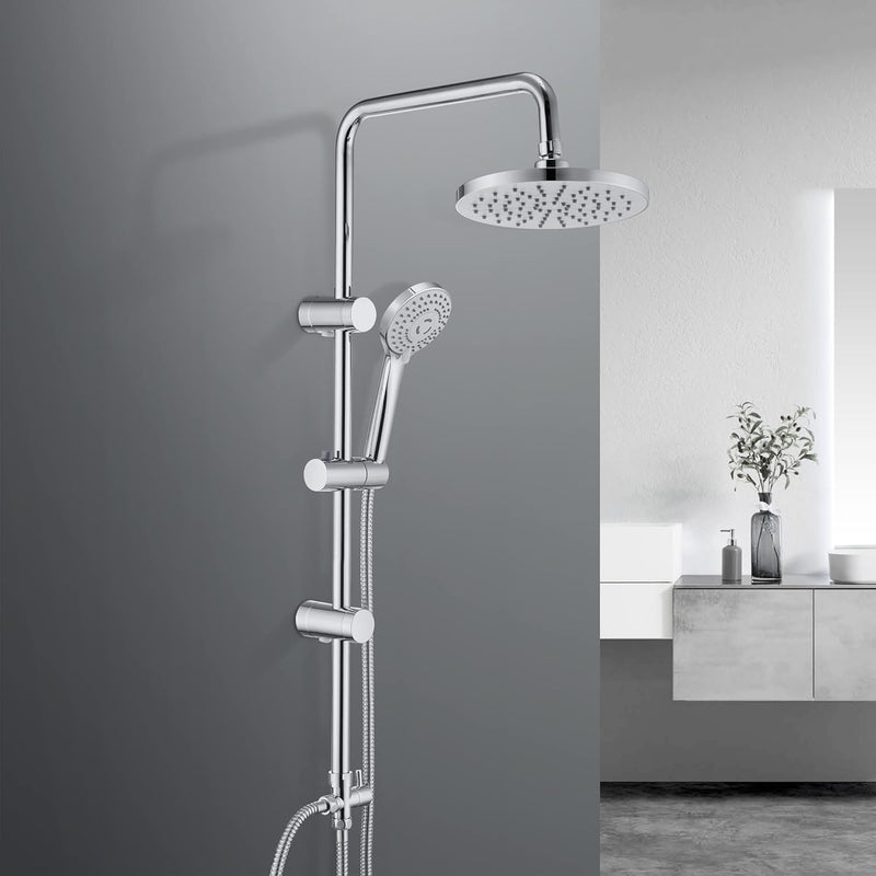 JOHO Edelstahl Duschsystem Duschset Duschstange Regenduschset mit ABS Kopfbrause D23cm ABS YT-D23cm