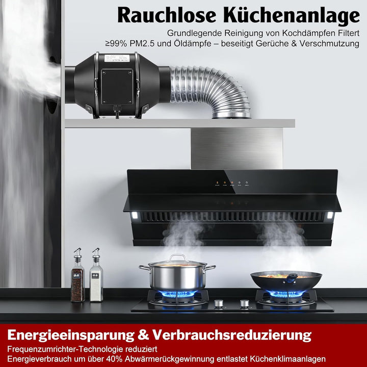 XIIW Regelbar Rohrventilator 100mm mit Drehzahlregler, 360m³/h 3000 RPM Inline Abluftventilator mit