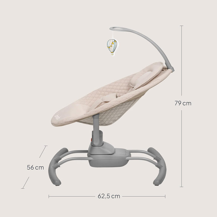 LIONELO RIO Elektrische Babywippe für Kleinkinder bis zu 9 kg Verstellbare Rückenlehne, 3 Wiegegesch