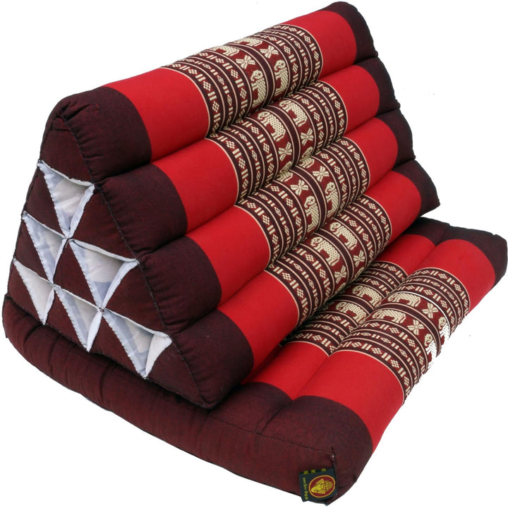 GURU SHOP Thaikissen, Dreieckskissen, Kapok, Tagesbett mit 1 Auflage - Braun/rot, 30x50x75 cm, Braun