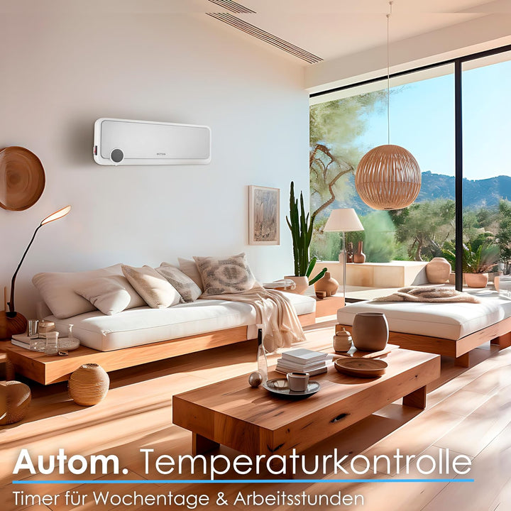 Echos Wand Heizlüfter | 12h Timer | 2000 Watt | Energiesparend | Fernbedienung | Keramisches Heizele