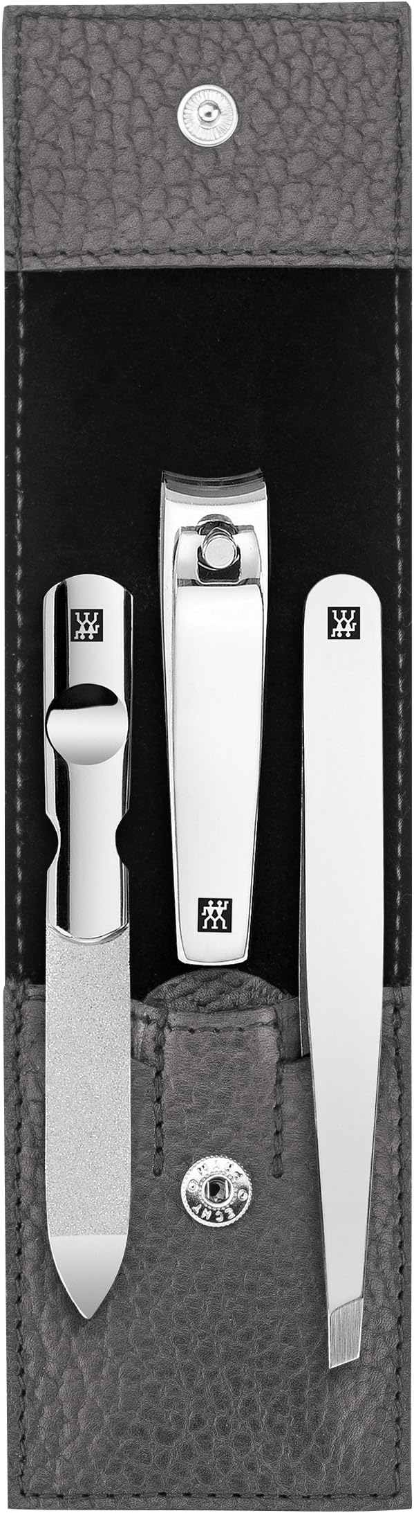 ZWILLING Maniküreset (3 Teilig, Nagelpflege und Pediküre, Echt Leder Etui, mit Nagelknipser), Edelst