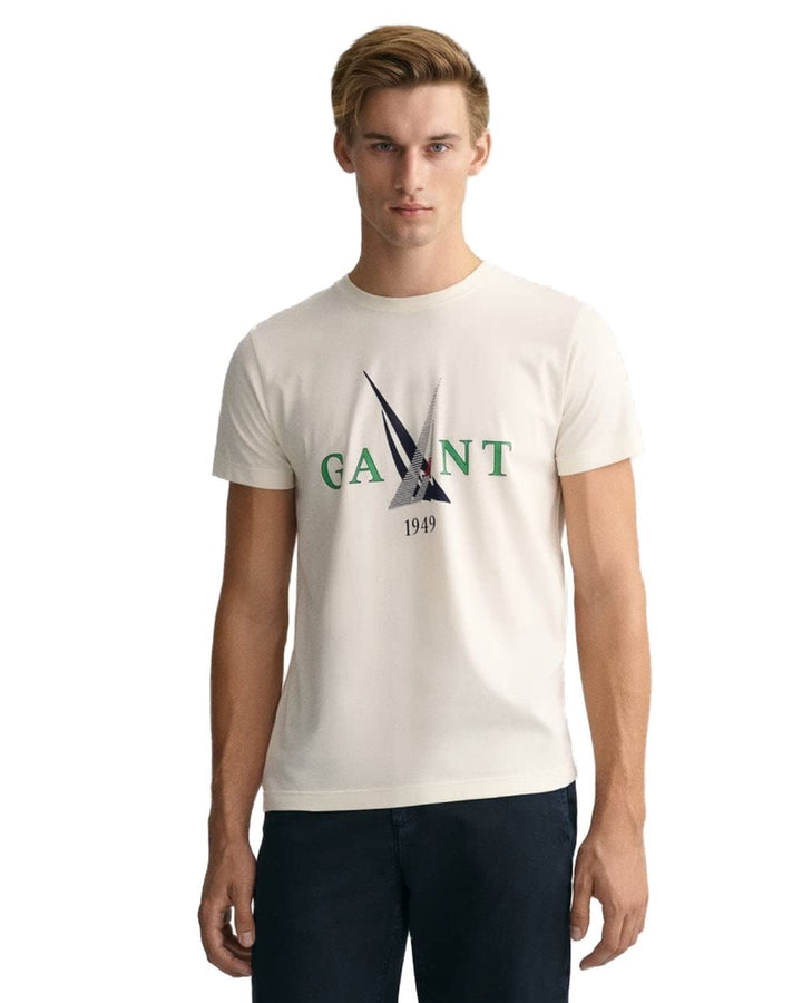 GANT Herren Sail Logo T-Shirt S Cream, S Cream