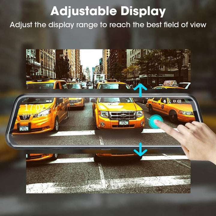 Jansite Spiegel Dashcam 10'' Touch Screen Full HD 1080P, Autokamera Rückfahrkamera mit 10 Meter Kabe