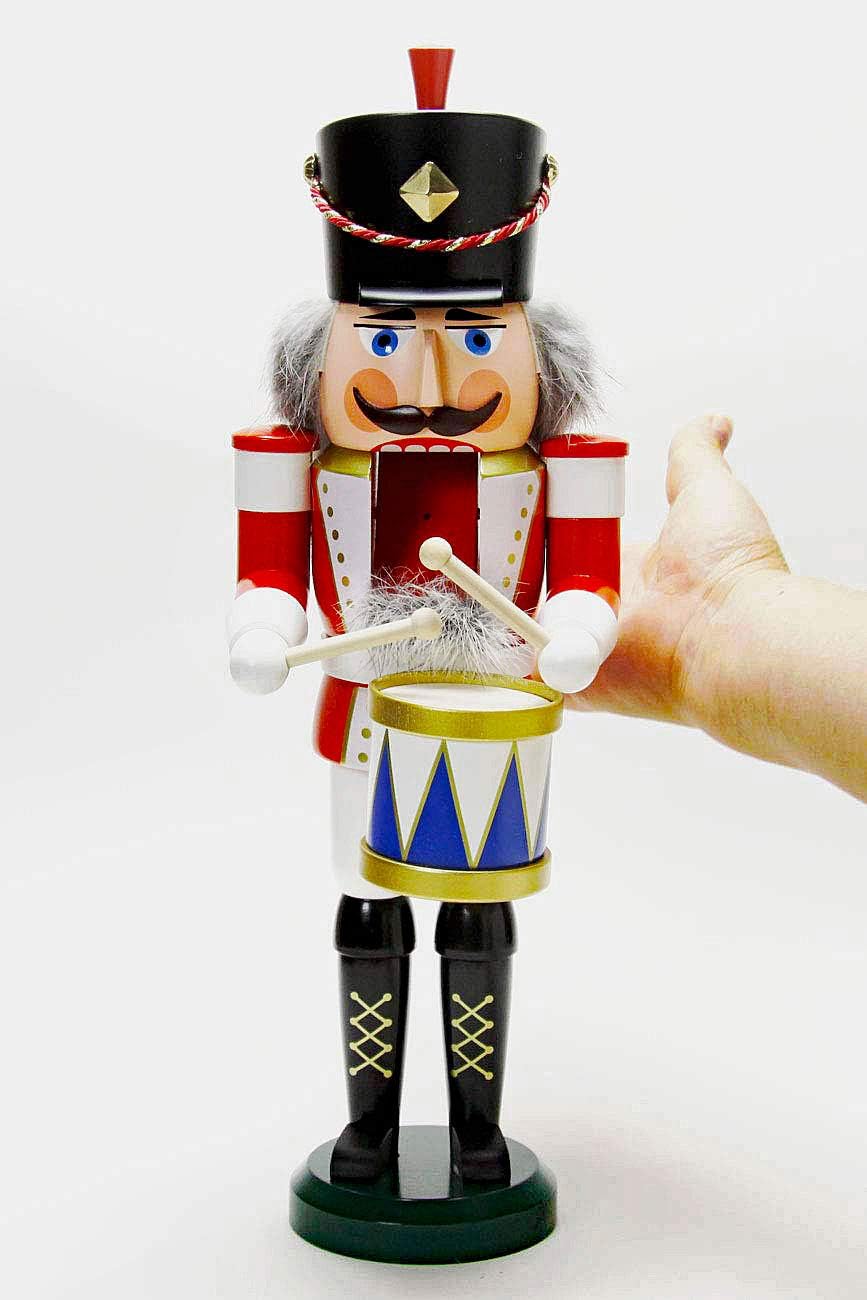 Seiffener Volkskunst Nussknacker "Trommler" rot ca. 39 cm, Erzgebirgskunst, Weihnachtsdeko, Nussknac