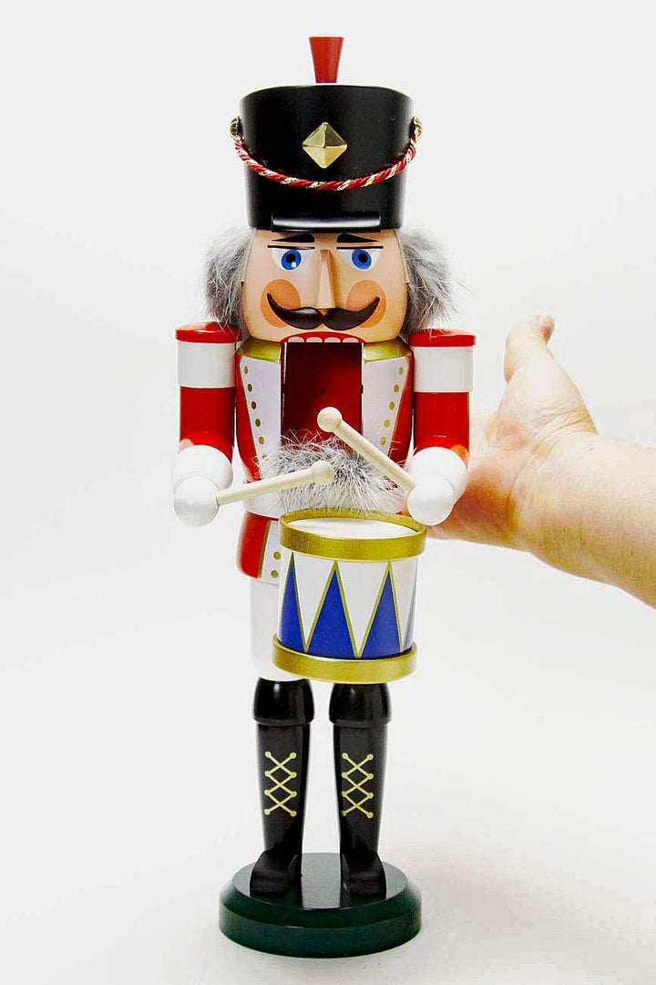 Seiffener Volkskunst Nussknacker "Trommler" rot ca. 39 cm, Erzgebirgskunst, Weihnachtsdeko, Nussknac