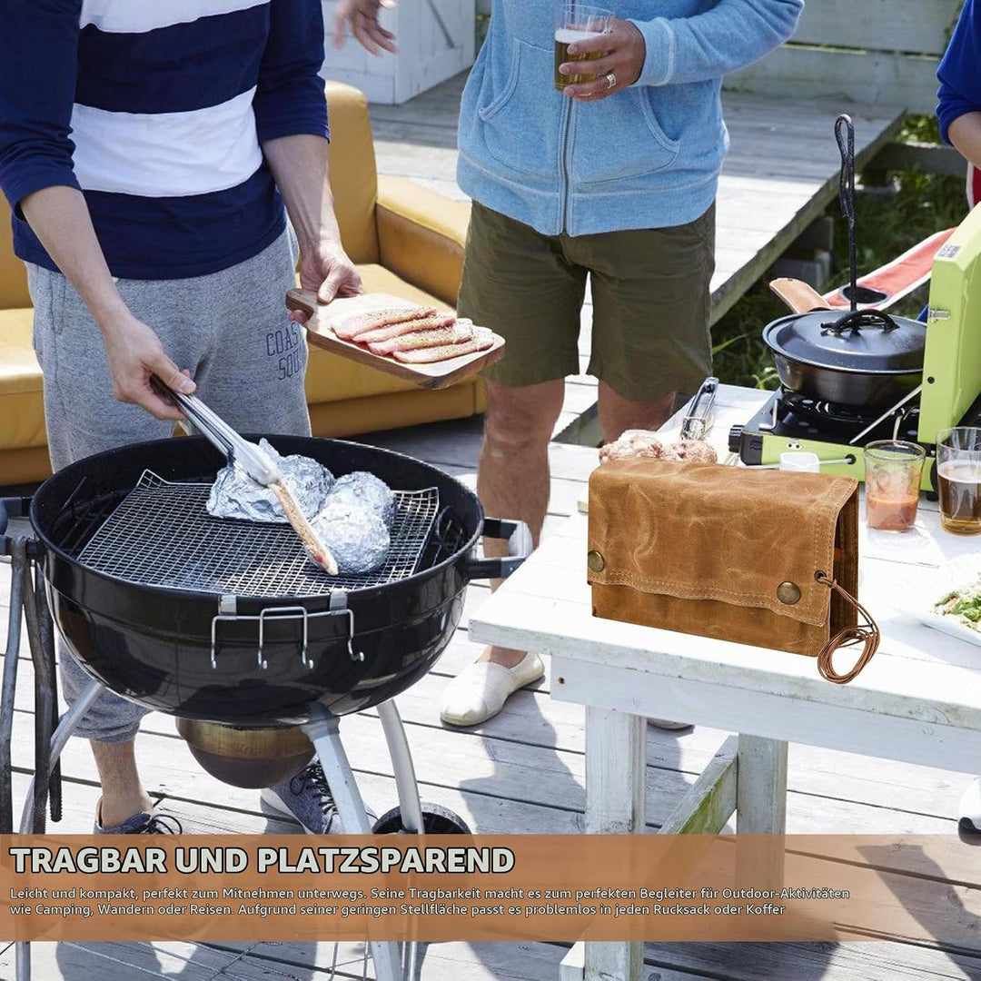 LEKEFETO Tragbare Gewürztasche aus Segeltuch mit 9 Gewürzgläsern, Camping Gewürzset für Outdoor, BBQ