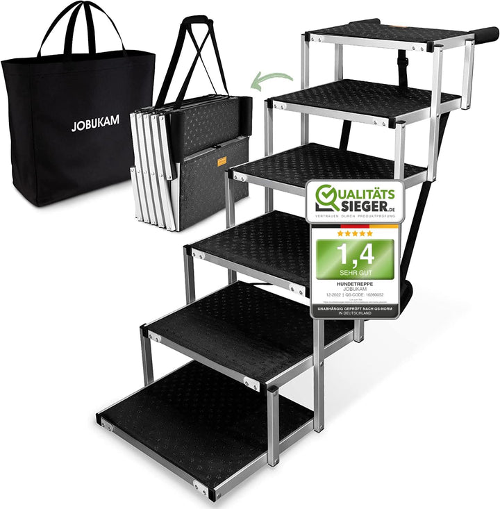JOBUKAM Hundetreppe Auto 80cm - Extra Stabile 6 Stufen Hundeleiter bis 70kg - Faltbare Hundetreppe f