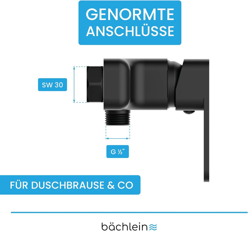 Bächlein Duscharmatur Leonte in Kantigem Design – Mischbatterie Komplettset inkl. allem Zubehör – Ei