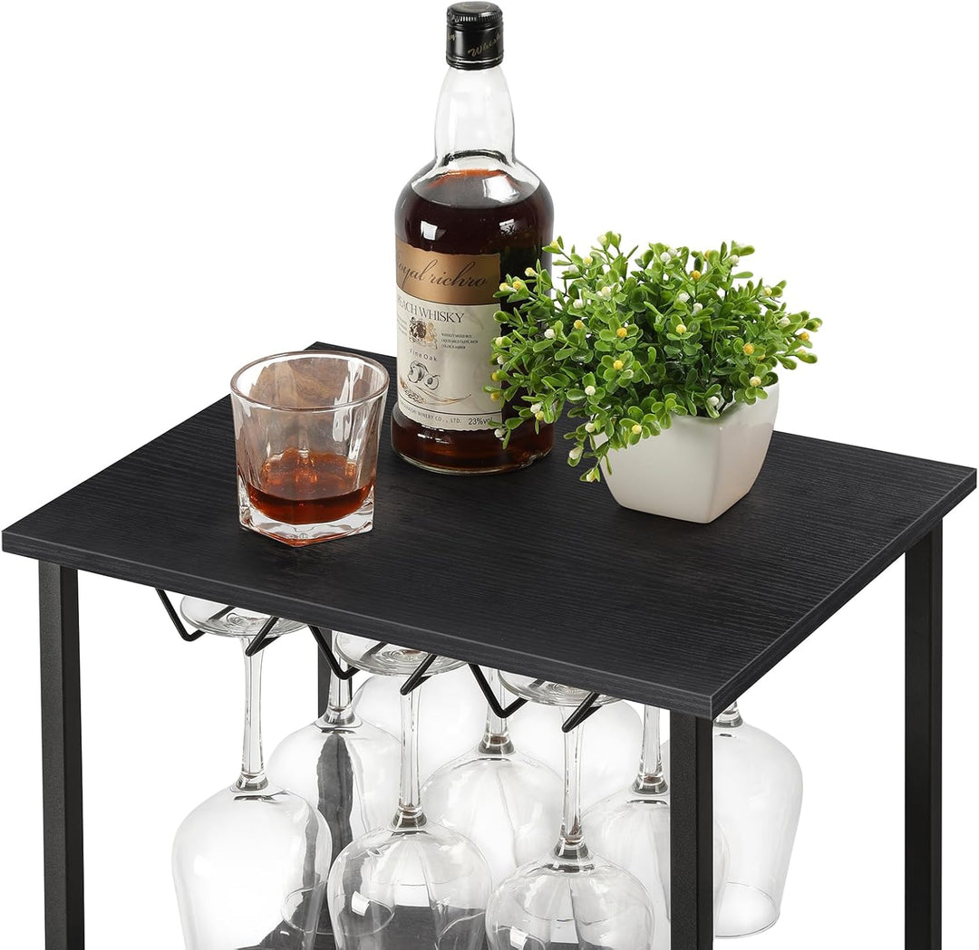 smusei Weinregal Stehend, Flaschenregal mit Tischplatte und Weinglashalter, 4 Ebenen Weinschrank Wei