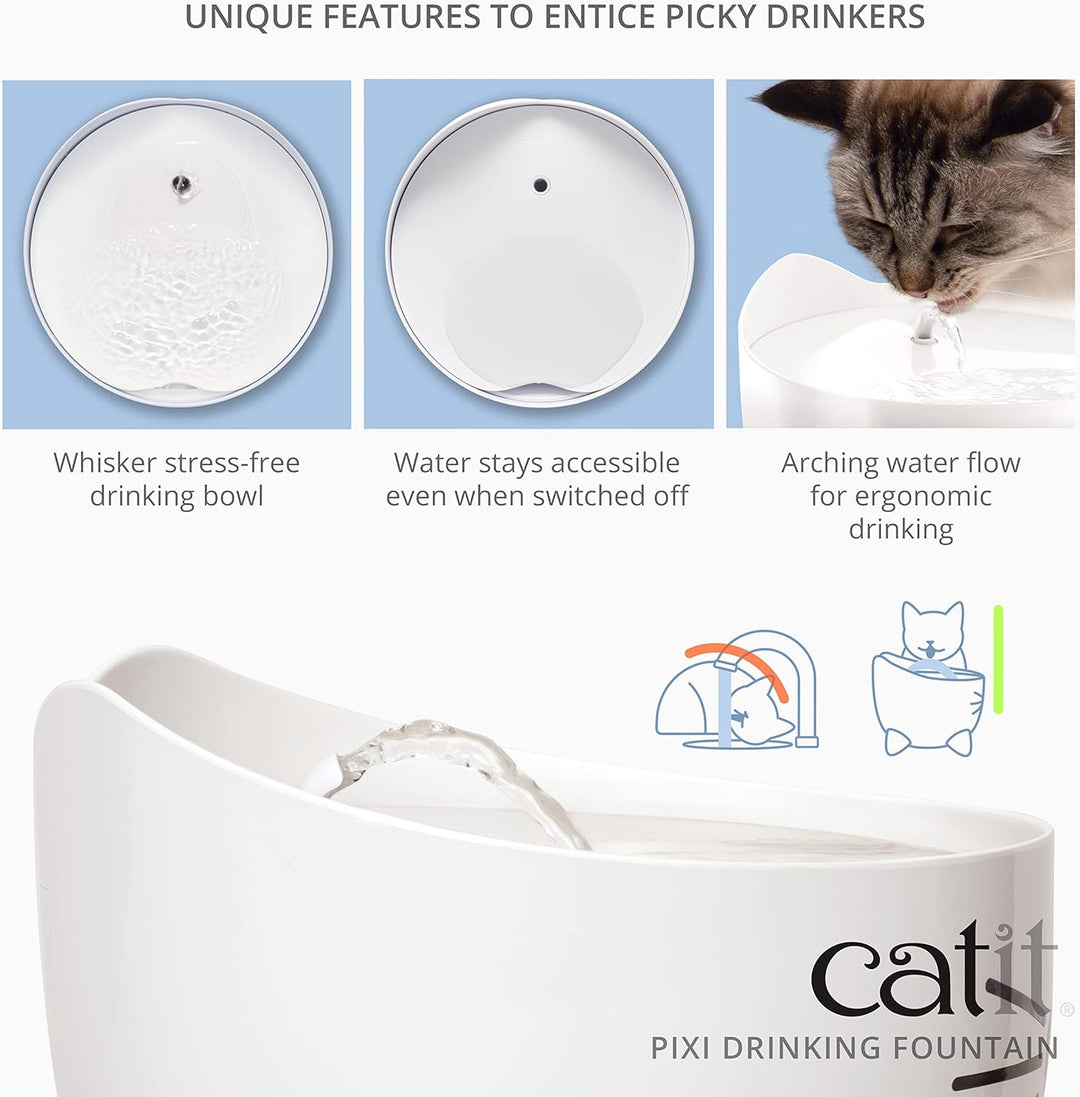 Catit PIXI Katzen-Trinkbrunnen, Fliesswasserbrunnen, Edelstahl Single, Single