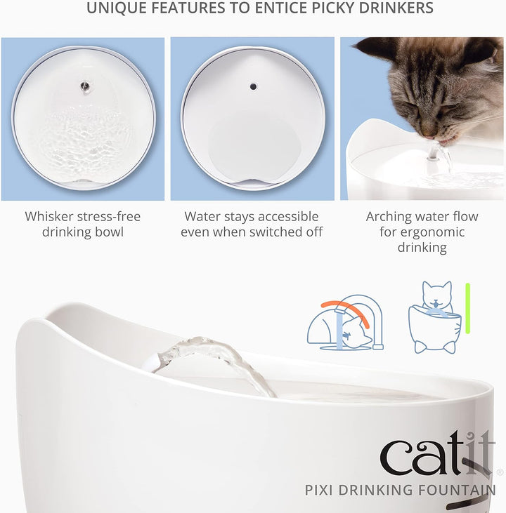 Catit 43717 Pixi Trinkbrunnen für Katzen, 2,5L, blau blau 1 Stück (1er Pack), blau 1 Stück (1er Pack