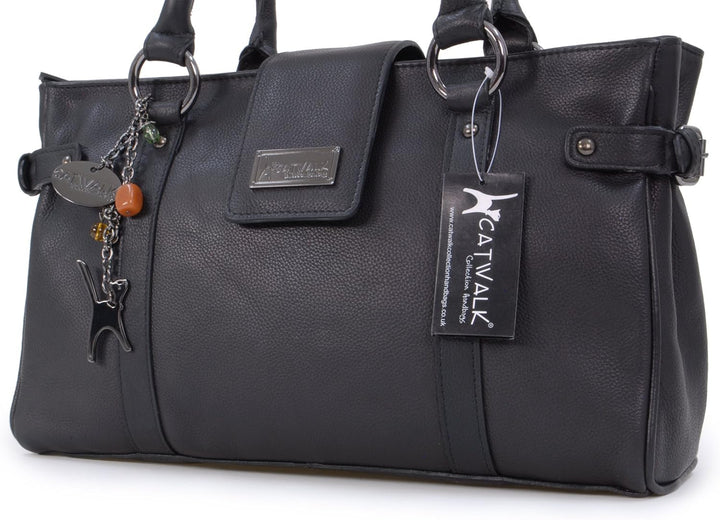 Catwalk Collection Handbags - Leder - Umhängetasche/Handtasche/Schultertasche - MARTINA Schwarz, Sch