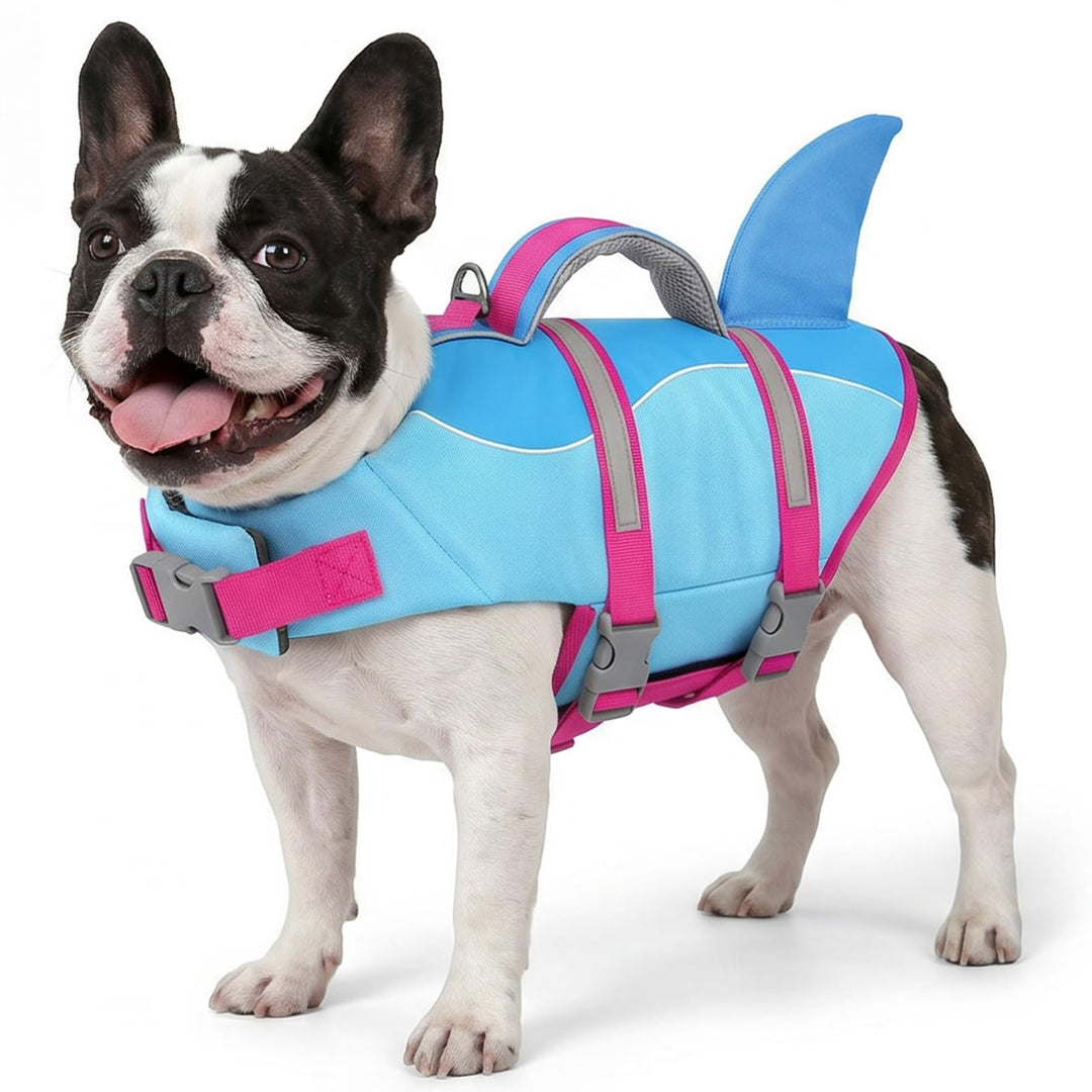 AOFITEE Schwimmweste Hund Mittel, Hoher Auftrieb Hundeschwimmweste Hai, Verstellbar &amp; Ripstop Rettun