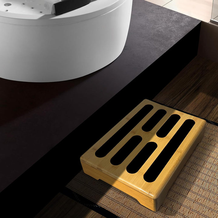 Tritthocker Holz mit Rutschfester Gummiauflage für Erwachsene und Steighilfe für Senioren - Step Sto