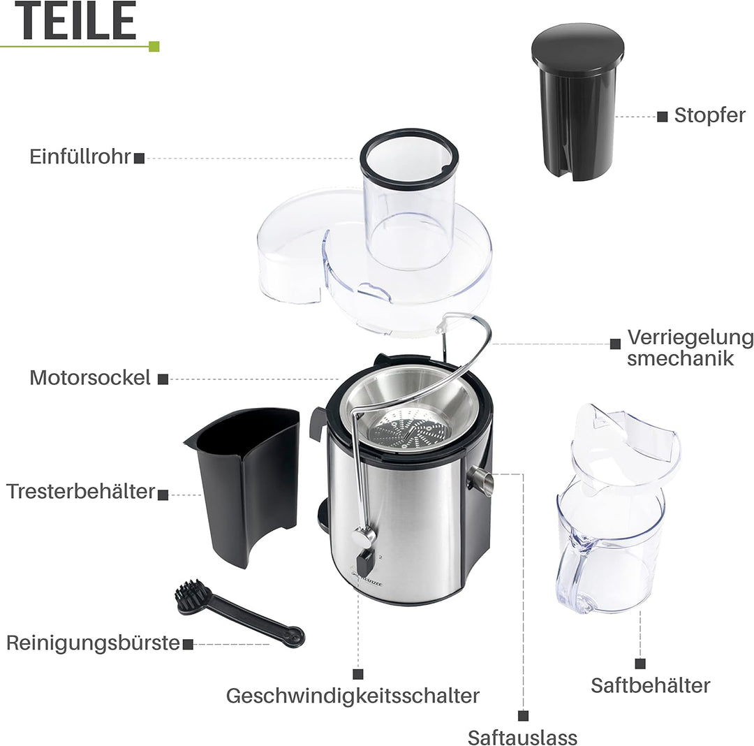 Twinzee Zentrifugal Entsafter Gemuse und Obst Elektrisch - Saftpresse Gemüse und Obst - Leistungssta