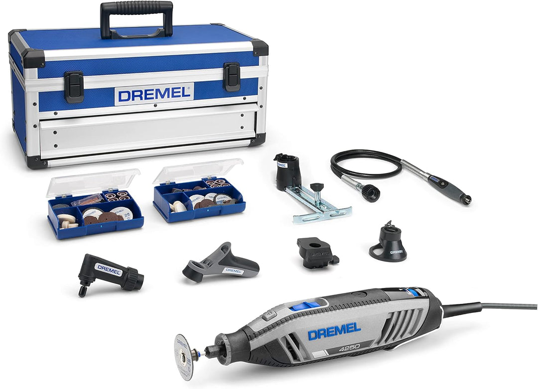 Dremel 4250 Rotationswerkzeug 175 W, Multifunktionswerkzeug-Set mit 6 Vorsatzgeräten und 128 Zubehör