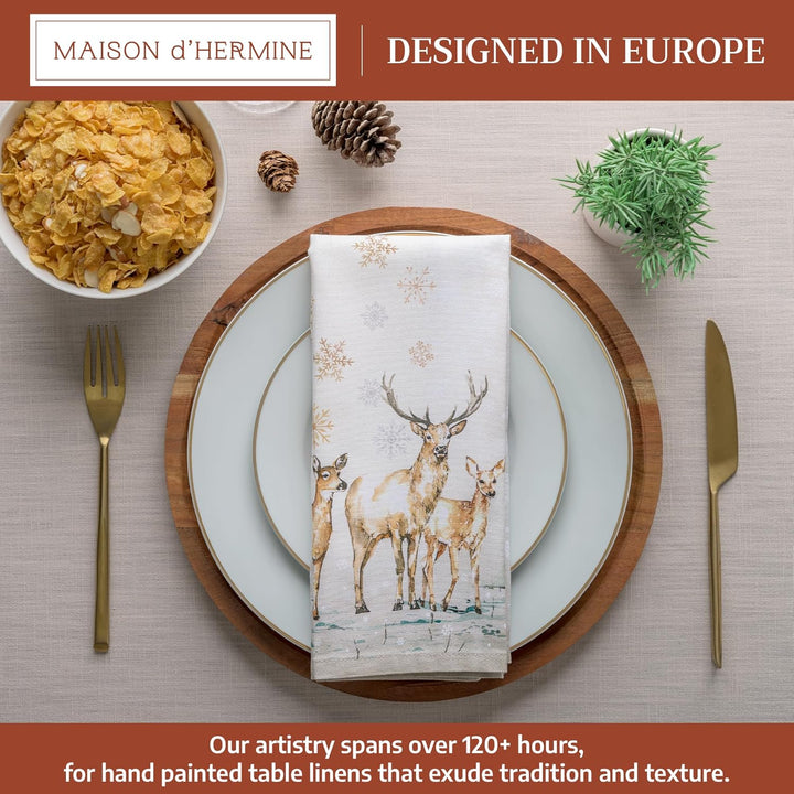 Maison d' Hermine Stoffservietten 4er Set aus 100% Baumwolle Wiederverwendbare Stoffservietten Weihn