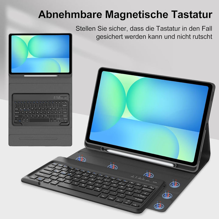 Tastatur für Samsung Galaxy Tab S10 FE+ Plus 13.1 Zoll 2025, Hülle mit Tastatur für Tab S10 FE Plus