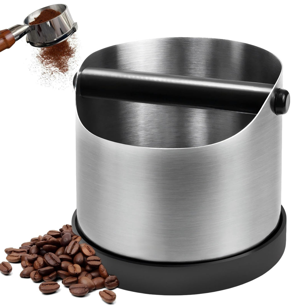 Abklopfbehälter für Siebträger - Espresso Abklopfbehälter Knock Box für Kaffeesatz, Edelstahl Kaffee