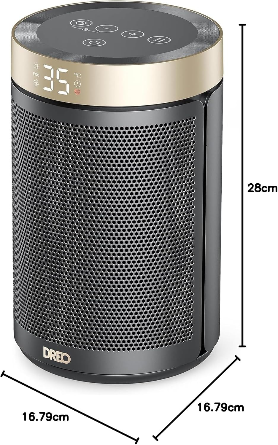 Dreo Energiesparender Heizlüfter, 34 dB Leiser 1500W Elektrischer PTC Keramik, Thermostat, Überhitzu