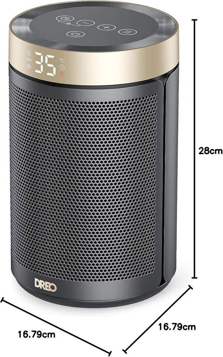 Dreo Energiesparender Heizlüfter, 34 dB Leiser 1500W Elektrischer PTC Keramik, Thermostat, Überhitzu