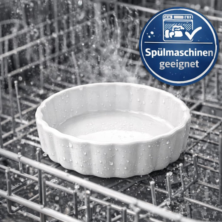 6 Stück Tarte Förmchen, Crème-Brûlée Schälchen Ø 10 cm Keramik, Mini Tarte Quiche Form
