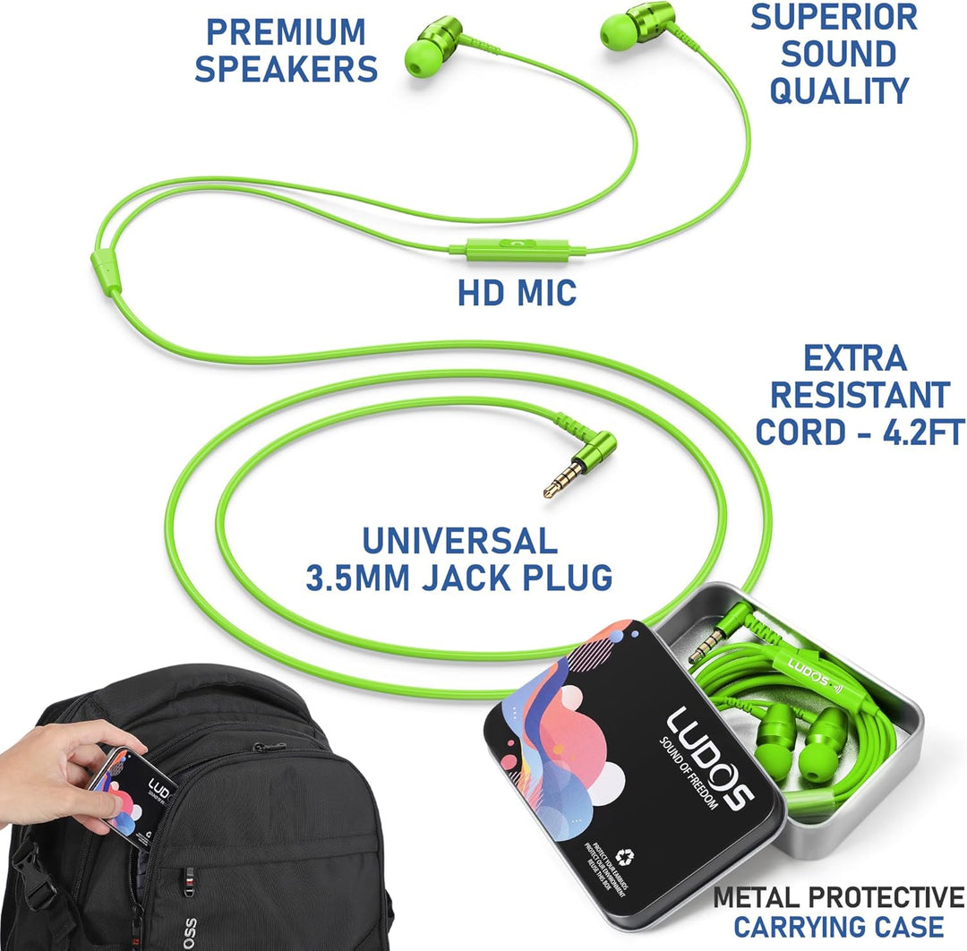 LUDOS OMNITONE Kopfhörer In Ear Kopfhörer mit Kabel und Mikrofon, 5 Jahre Garantie, In Ear Ohrhörer,