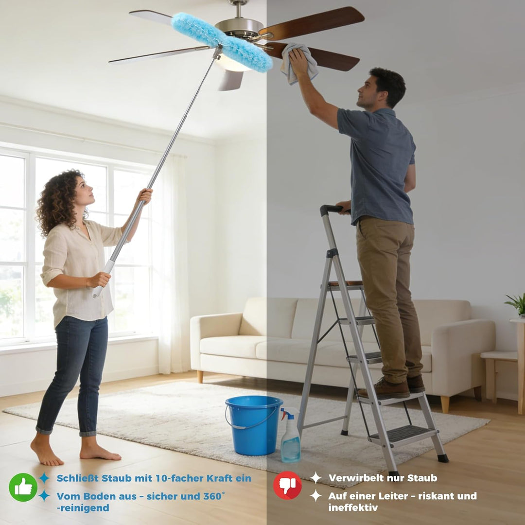 Staubwedel Teleskop Kompatibel mit Swiffer Staubmagnet Nachfüllpackung, 180cm Teleskopstange mit 20
