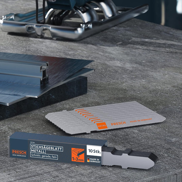 Presch Stichsägeblätter Metall 10 Stk. (Feiner Schnitt) - Präzise Schnitte in dünne Bleche (1-3mm) -