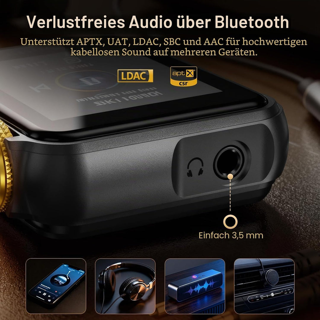 HIFI WALKER H2 Mini MP3 Player Bluetooth HiFi mit Clip, DAC ESS9218, Hi-Res Audio DSD/FLAC, 1,54” To