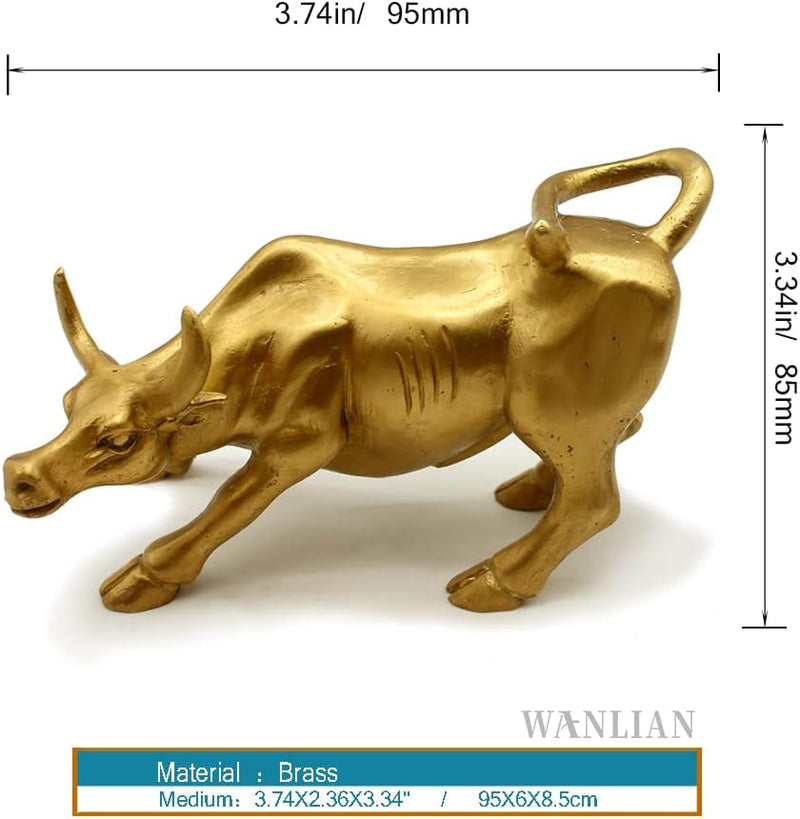 WANLIAN Wall Street Messing-Bullstatue – Feng Shui Glückssymbol der Börse, Skulptur Heimdekoration r