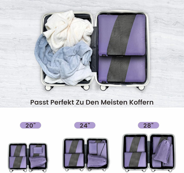 Koffer Organizer Kompression Set, Packwürfel Set Kompression Ihres Reisegepäcks, Compression Packing