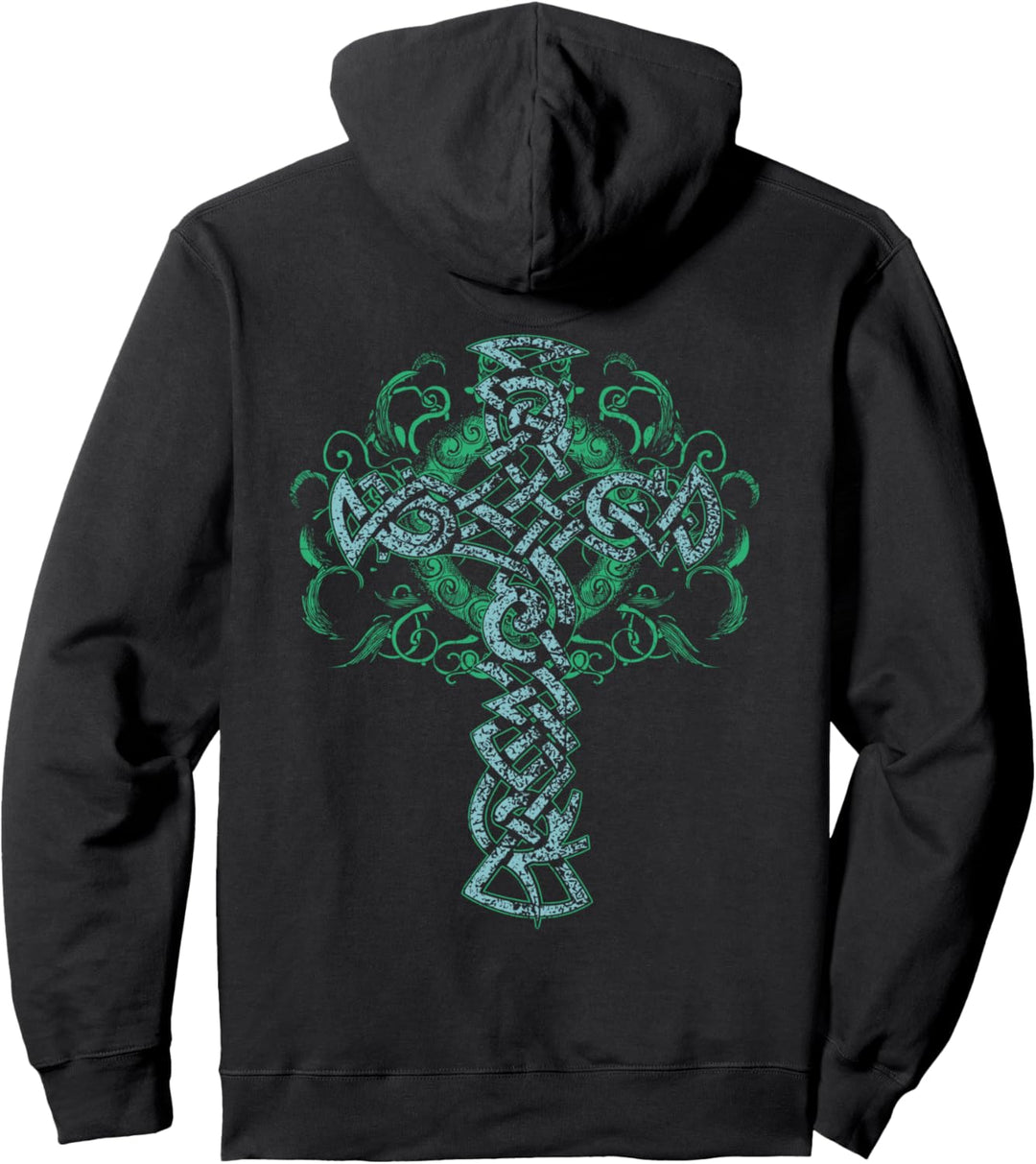 Celtic Cross Folk Art Pagan Irish Scottish Crucifix Artistic Pullover Hoodie