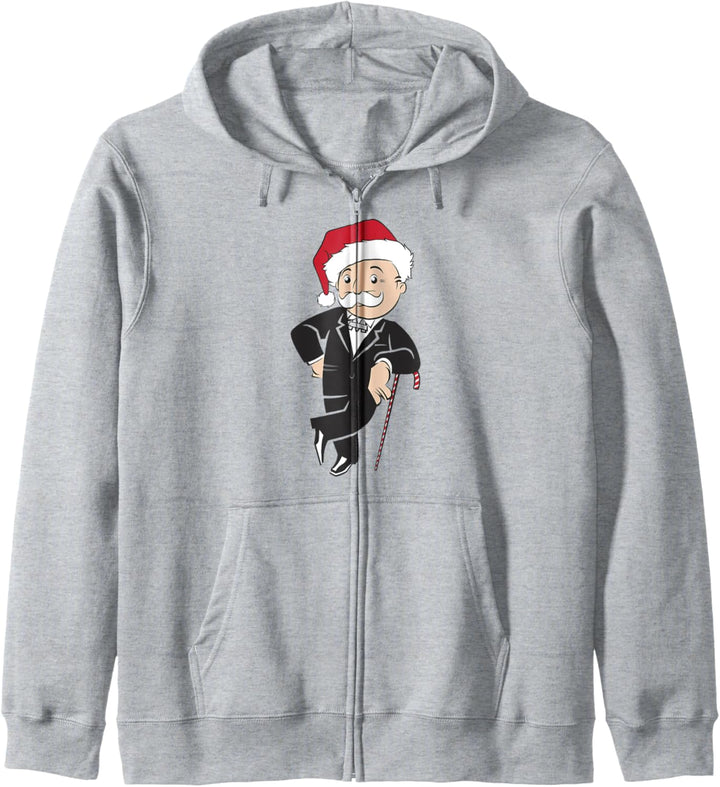 Monopoly Christmas Rich Uncle Pennybags Santa Hat Portrait Kapuzenjacke