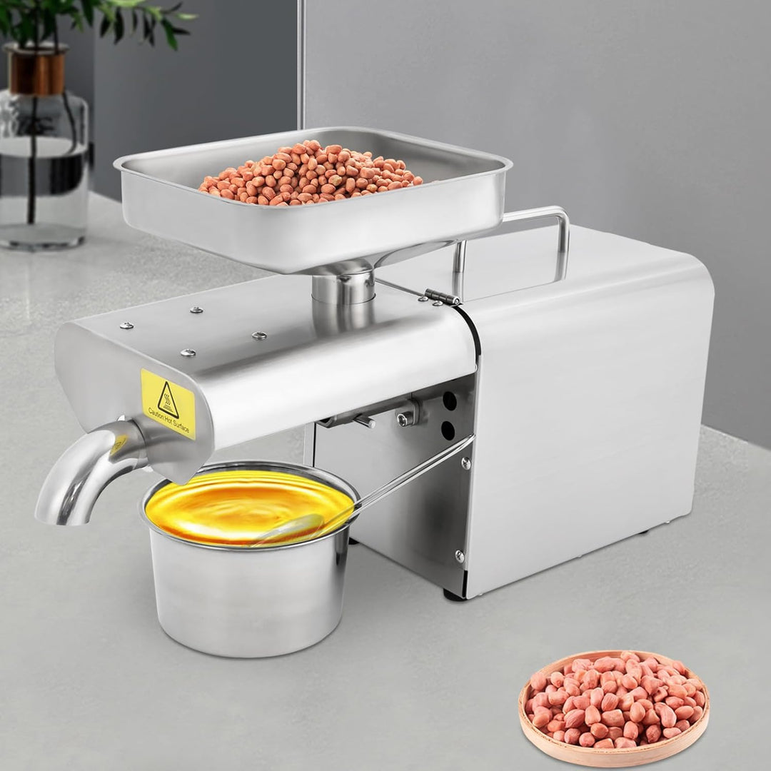 Edelstahl Ölpresse 610W Elektrische Ölmühle, Automatische Kalt- und Warmpressen (40-240℃), Extraktio