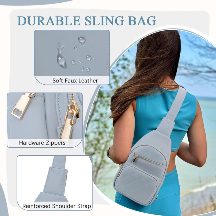 VX VONXURY Brusttasche Damen, Vegan Leder Bauchtasche Umhängetasche Klein, Sling Bag mit Breiten Gur
